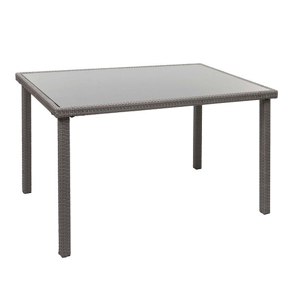Mendler Poly-Rattan Tisch HWC-G19, Gartentisch Balkontisch, 120x75cm, grau, 97137