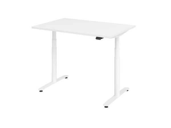 Hammerbacher Sitz-Steh-Schreibtisch elektrisch 120x80cm Weiß/Weiß, VXDLR12/W/W