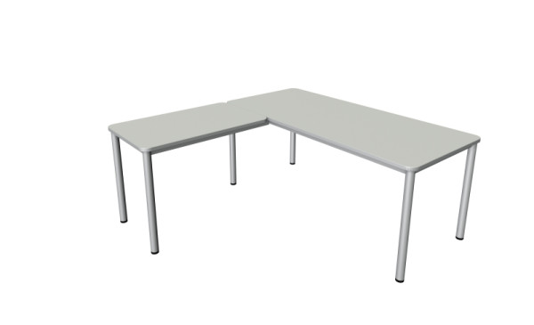 Kerkmann Winkelarbeitsplatz Prime, Schreibtisch B 1800 x T 800 x H 750 mm, Anbautisch 1000 x 600 x 750 mm, lichtgrau, 11043111