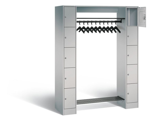 C+P Offene Garderobe Serie 8070, H1950xB1430xT480mm, Farbe: Weißaluminium, 80710-00 S10004