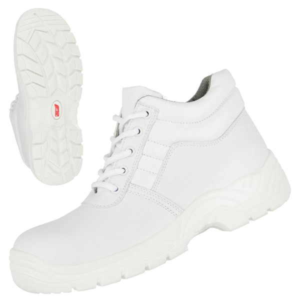 NITRAS CLEAN STEP MID, S2 Sicherheitsstiefel, halbhoch, strapazierfähiges Kunstleder, weiß, Größe: 48, VE: 10 Paar, 7256-48