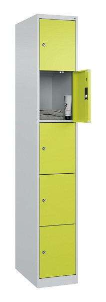 C+P Schließfachschrank Evolo PLUS, 5 Fächer, 1850x300x500mm, 7035/0024, 049000-105 S10015