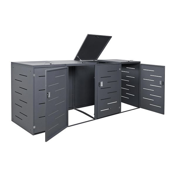 Mendler 4er-Mülltonnenverkleidung HWC-E83, erweiterbar 108x61x76cm, anthrazit, Stahl 108kg, 68810+68808+68809+68802+70323
