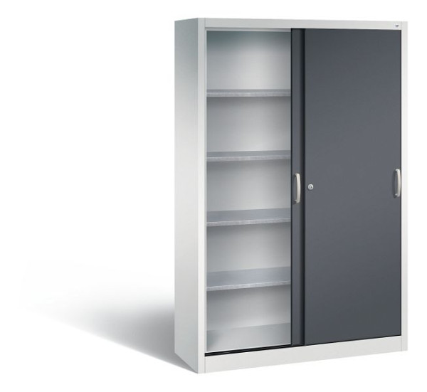 C+P Schiebetürenschrank Acurado, H1950xB1200xT400mm, Farbe: Lichtgrau / Schwarzgrau, Bügelgriff, 2049-00 S10095