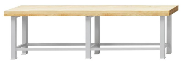 ANKE Werkbänke Arbeitstisch Schwerlast; 2 Arbeitsplätze; 3000 x 800 x 900 mm; RAL 7035; Buche-Massiv-Platte 100 mm, 320.251