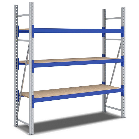 BITO Weitspannregal Set /F2 2000x600x1800 Grundfeld 3 Ebenen Spanplatten RAL5010 U, C0350-0279