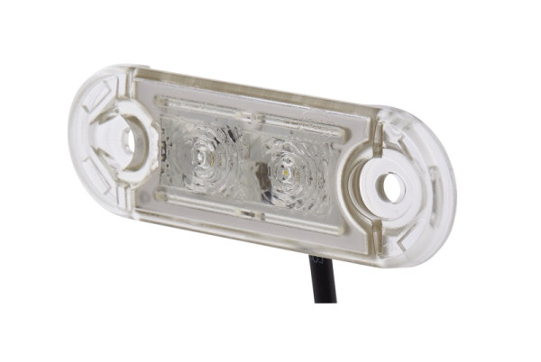 HELLA Positionsleuchte, DuraLED S, LED, 12/24V, Einbau, glasklar, LED-Lichtfarbe: weiß, 500mm, offene Kabelenden, vorne, schwarz, 2PF 959 855-201