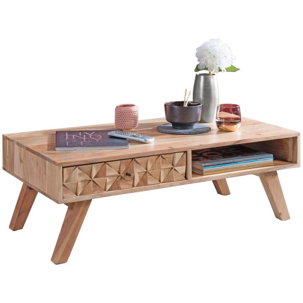 Wohnling Couchtisch REWA 95 x 35 x 50 cm Akazie Massivholz, WL5.599