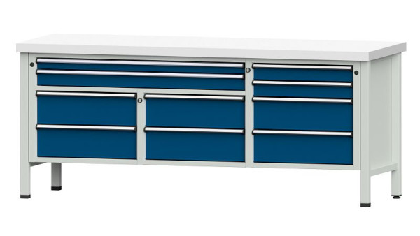 ANKE Werkbänke Kastenwerkbank, Modell 285 V, 2000 x 700 x 850 mm, RAL 7035/5010, KSP 50 mm, 304.586