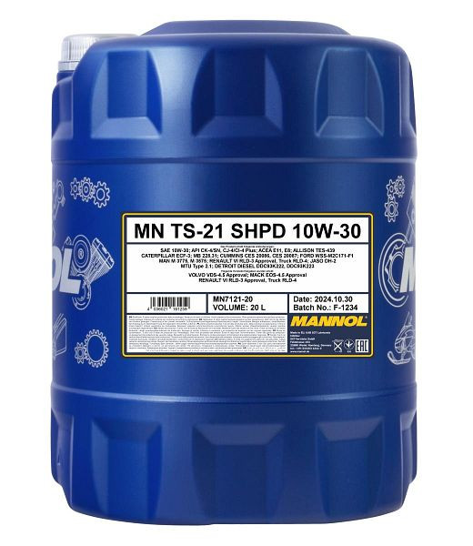 MANNOL Mehrbereichsöl 7121 TS-21 10W-30 SHPD, VE: 20 l, MN7121-20