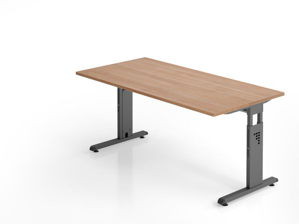 Hammerbacher Schreibtisch OS16, 160 x 80 cm, Platte: Nussbaum, 25 mm dick, 2 mm ABS-Kante, Rechteckform, VOS16/N/G