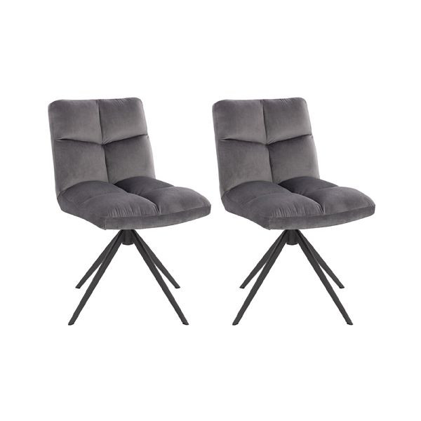 HOME DELUXE Esszimmerstuhl drehbar 2er Set NODA – Samt Hellgrau, 51315