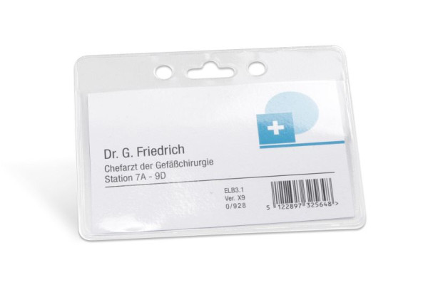 Eichner PVC-Ausweishülle für EC-Kartenformat - transparent, mit Euroloch, VE: 100 Stück, 9218-06020-110
