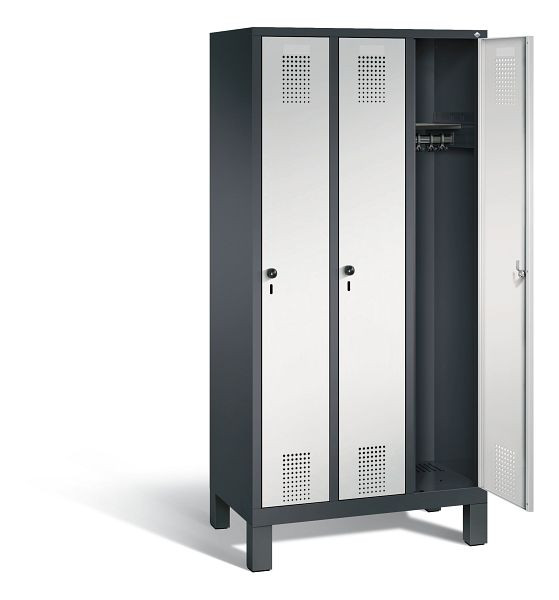C+P Garderobenschrank Evolo, H1850xB900xT500mm, Farbe: Schwarzgrau / Lichtgrau, 48010-30 S10027