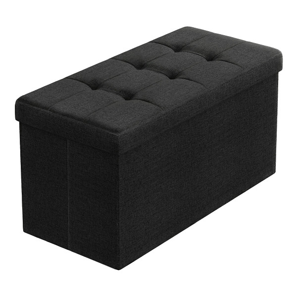 SONGMICS Ottoman Speicher, Tintenschwarz, 76x38x38 cm, LSF047B01