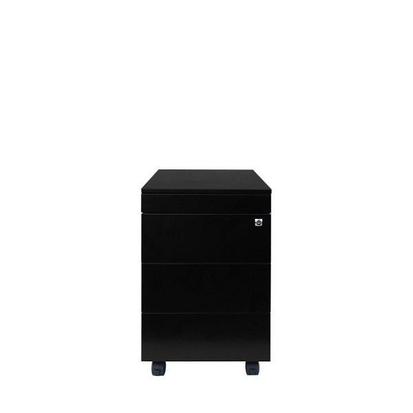 Lüllmann Rollcontainer, Seitengriffleiste, 3 Schubladen, 620 x 400 x 590 mm, tiefschwarz, 505941