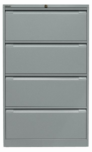 Bisley Hängeregistraturschrank, doppelbahnig 4 HR-Schubladen, silber, DF4355