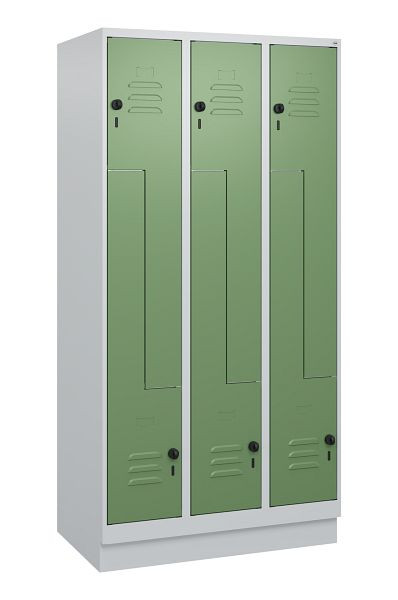 C+P Z-Spind Classic PLUS, Sockel, 6 Abteile, 1800x900x500mm, 7035/6011, Drehriegel, 0800237-306 S10006