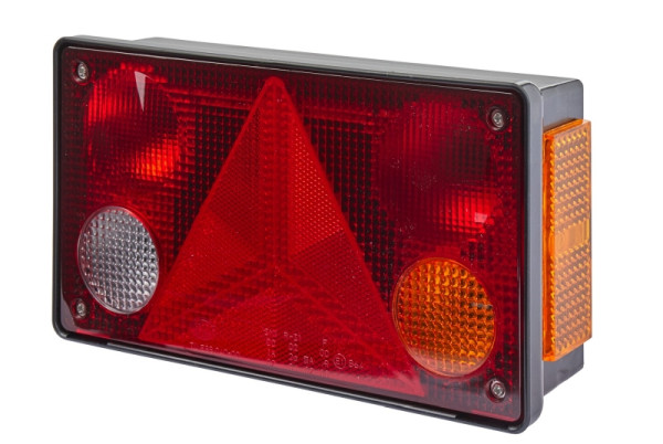 HELLA Heckleuchte, Glühlampe, Anbau/geschraubt, Lichtscheibenfarbe: mehrfarbig, Stecker: Flachstecker, rechts, Seitenmarkierungslicht, 2VP 340 400-121