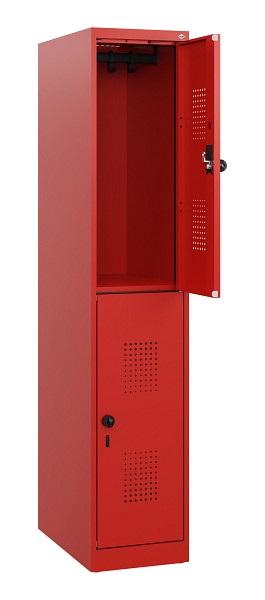 C+P Doppelstöckiger Spind Evolo PLUS, 2 Fächer, 1530x300x500mm, 3020/3020, Drehriegel, 0493005-10 S10034