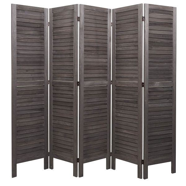 Mendler Paravent HWC-G30, Trennwand Sichtschutz Raumteiler, Shabby-Look 170x200cm, grau-braun, 94463