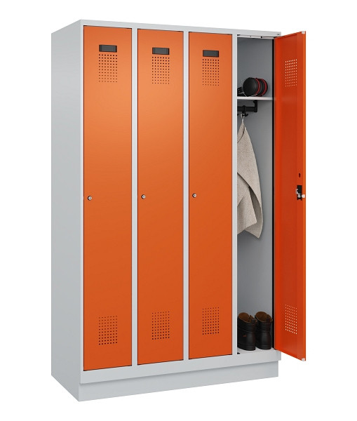 C+P Spind Evolo PLUS, mit Sockel, 4 Abteile, 1950x1200x500mm, 7035/2004, Verschluss Zylinderschloss, Ablageböden 4, 049020-40 S10029