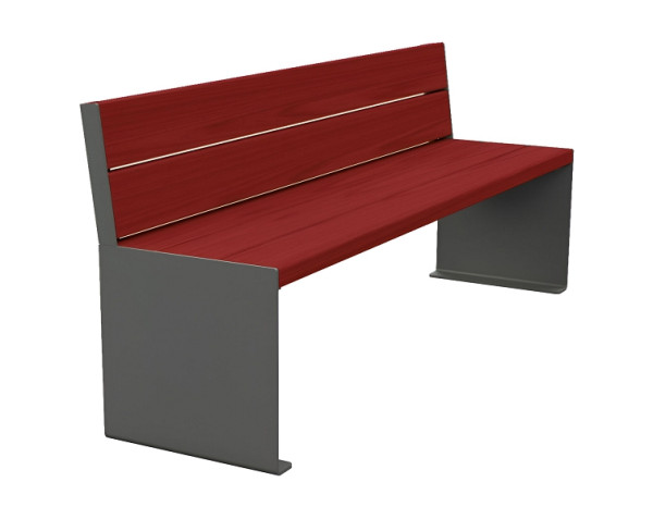 Procity Sitzbank Kube, 1800 mm, Mit Rückenlehne Stahl & Holz Ohne Armlehnen, Mahagoni/Procity Grau, 306384.GPRO.ACAJ