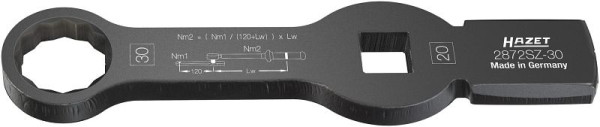 Hazet Schlag-Ringschlüssel, Doppelsechskant, mit 2 Schlagflächen, Vierkant20 mm (3/4 Zoll), Außen Doppel-Sechskant Profil, 30 mm, 2872SZ-30