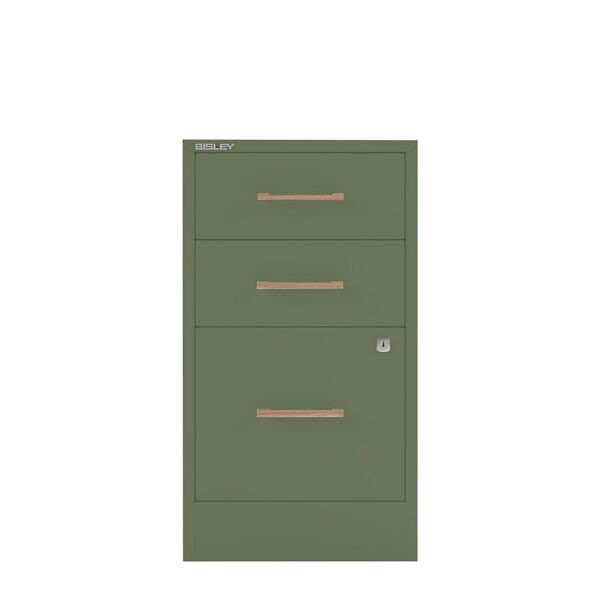 Bisley Home Filer, 2 Universal-, 1 HR-Schublade, Eichengriff, 623 olivgrün, PFA3OH623