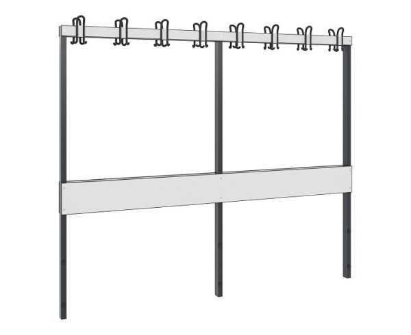C+P Garderobenbank 2-seitig, Feuchtraum, H1650xB1960xT750 mm, Schwarzgrau/HPL Weiß, 8062-712 S10001