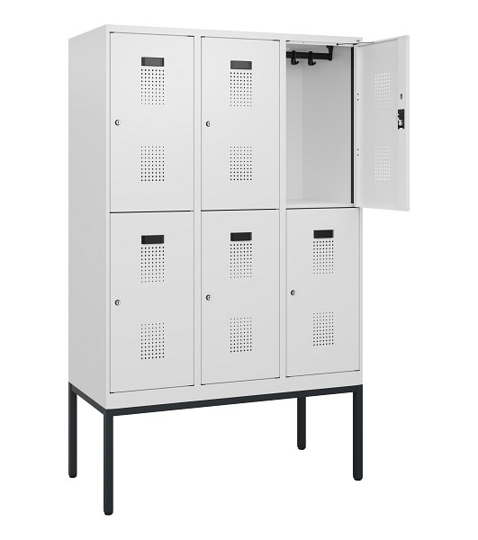 C+P Doppelstock-Spind Evolo PLUS, Gestell, 6 Fächer, 1950x1200x500mm, 9016/9016, Zylinderschloss, 0493305-32 S10055