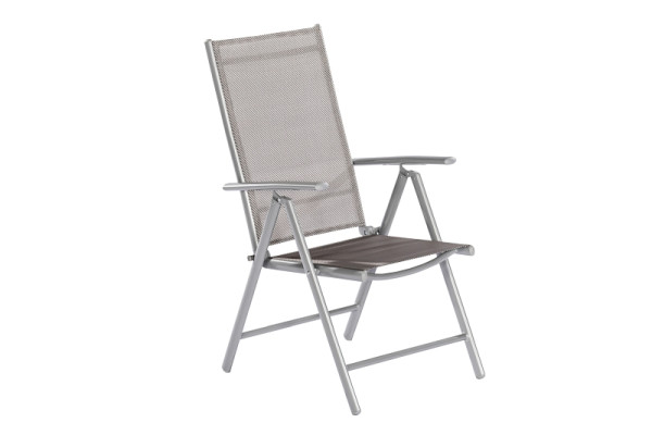 Merxx Amalfi Klappsessel, 2er Set, Rückenlehne 5-fach verstellbar, silber/diamantbraun, Aluminiumgestell mit Textilbespannung, 50868-330