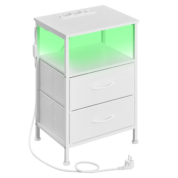 SONGMICS Nachttisch, Weiß, 39,6x30x60,4 cm, LGS302WH03