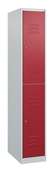 C+P Doppelstöckiger Spind Classic PLUS, 1700x300x500mm, 7035/3003, Zylinderschlösser, 0803007-10 S10014