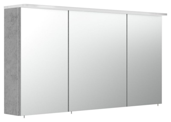 Posseik Spiegelschrank 120cm inkl. Design Acryl-Lampe und Glasböden beton, 120 x 62 x 17 cm, PSPS120CM2000216DE
