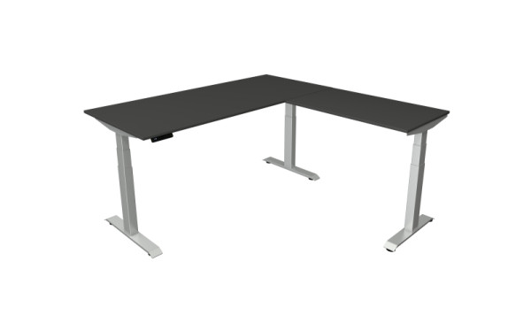 Kerkmann Sitz-/Stehtisch B 1800 x T 800 mm mit Anbauelement 1000 x 600 mm, elektrisch höhenverstellbar von 640-1290 mm, anthrazit, 10043113