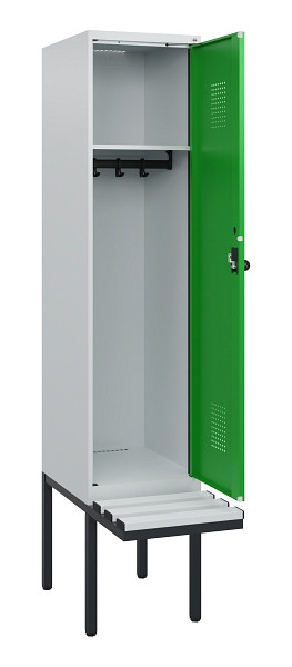 C+P Spind Evolo PLUS, 1 Abteil, 1950x400x815mm, 7035/6037, Drehriegel, Sitzfläche Kunststoff, 0490405-12 S10065