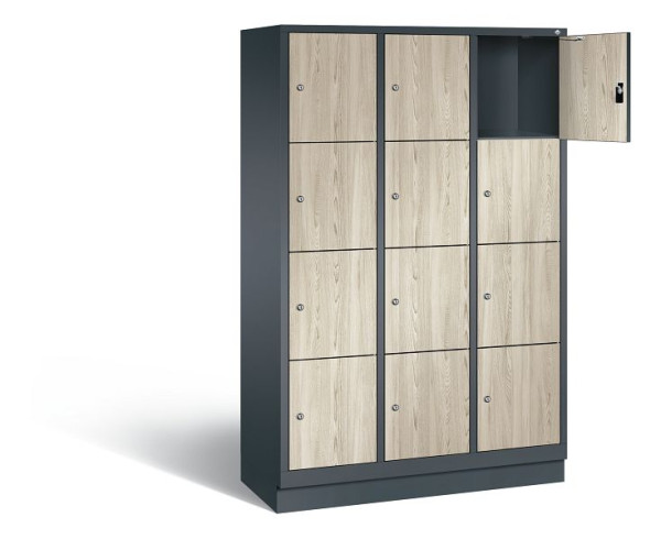 C+P Schließfachschrank Evolo, H1800xB1200xT500mm, Farbe: Anthrazitgrau / Dekor Sen-Esche, 48020-324 S10337