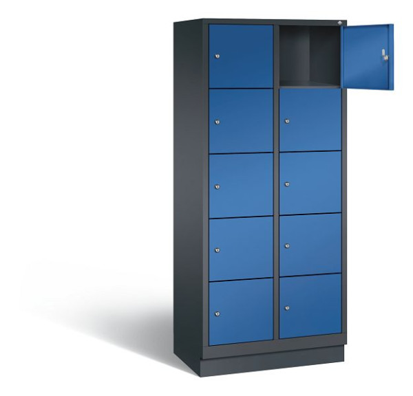 C+P Schließfachschrank Evolo, H1800xB810xT500mm, Farbe: Schwarzgrau / Enzianblau, 48020-225 S10007