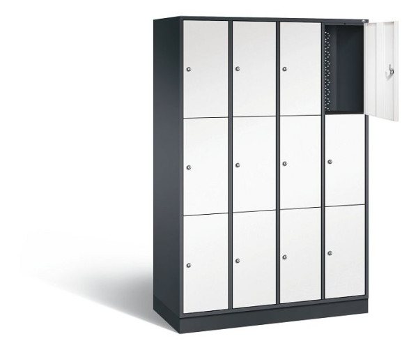 C+P Schließfachschrank Intro, H1950xB1220xT490mm, Farbe: Schwarzgrau / Verkehrsweiß, 8370-401 S10073