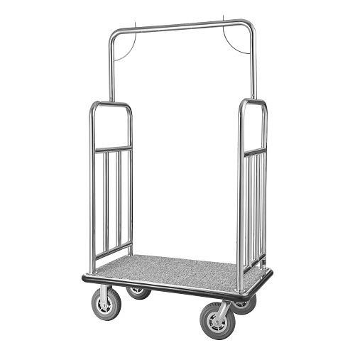 VEVOR Hotelgepäckwagen 544 kg Tragkraft, grauer Teppichboden, 20 cm Gummiräder, ideal für Hotels, Silber, XLYTCYS8INCHILGZWV0
