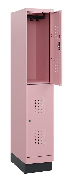 C+P Doppelstöckiger Spind Evolo PLUS, Sockel, 2 Fächer, 1630x300x500mm, 3015/301, Zylinderschloss, 0493205-10 S10071