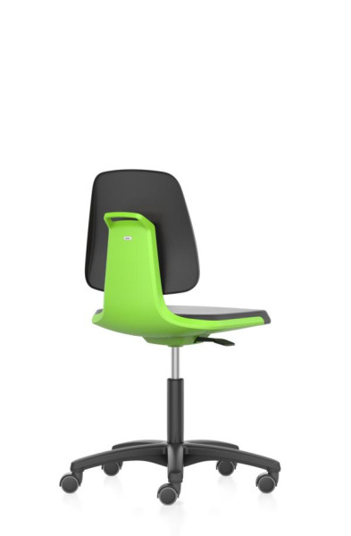 bimos Arbeitsstuhl Labsit mit Rollen, Sitzhöhe 450-650 mm, PU-Schaum, Sitzschale grün, 9123-2000-3280