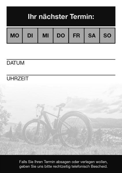 Eichner Terminzettel für Fahrrad-Werkstätten, VE: 5 Blöcke à 50 Blatt, 8909-10201