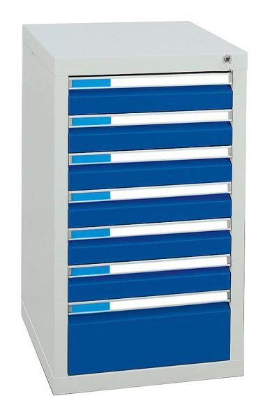 stumpf Schubladenschrank Serie ESTA, RAL 7035/5010, 7 Schubladen (6x100, 1x200 mm), 7601274
