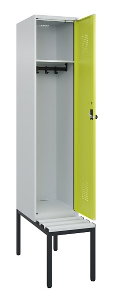 C+P Spind Evolo PLUS, 1 Abteile, 2120x400x815mm, 7035/0024, Haken 4, Drehriegel, Sitzfläche Kunststoff, Sitzbank, 0490507-12 S10069