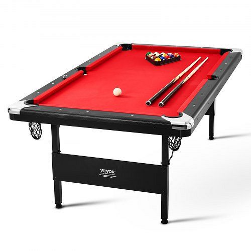 VEVOR Billardtisch, 2,13 m Pooltisch, Zusammenklappbarer Platzsparender Tisch, inkl. Bällen, Queues, Kreide, Schwarz, ZDTTQZHHRZBCGHCRLV0