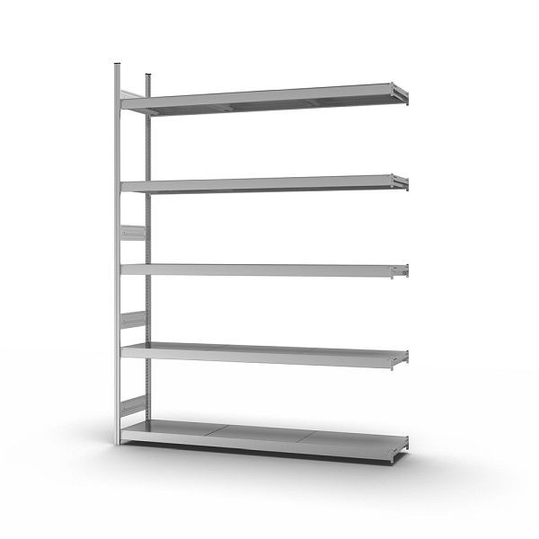 hofe Großfach-Anbauregal, 3000x400x2200 mm, 5 Fachebenen, verzinkt, 350 kg Fachlast, 2000 kg Feldlast, zweiseitige Bedienung, GZA30422B
