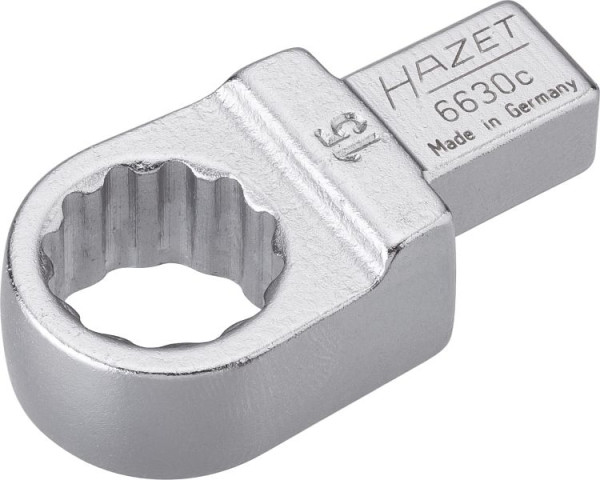 Hazet Einsteck-Ringschlüssel, Einsteck-Vierkant 9 x 12 mm, Außen-Doppel-Sechskant-Tractionsprofil, 15 mm, 6630C-15