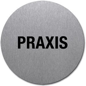 Moedel Piktogramm Praxis, Edelstahl, selbstklebend, Ø 50 mm, 52522